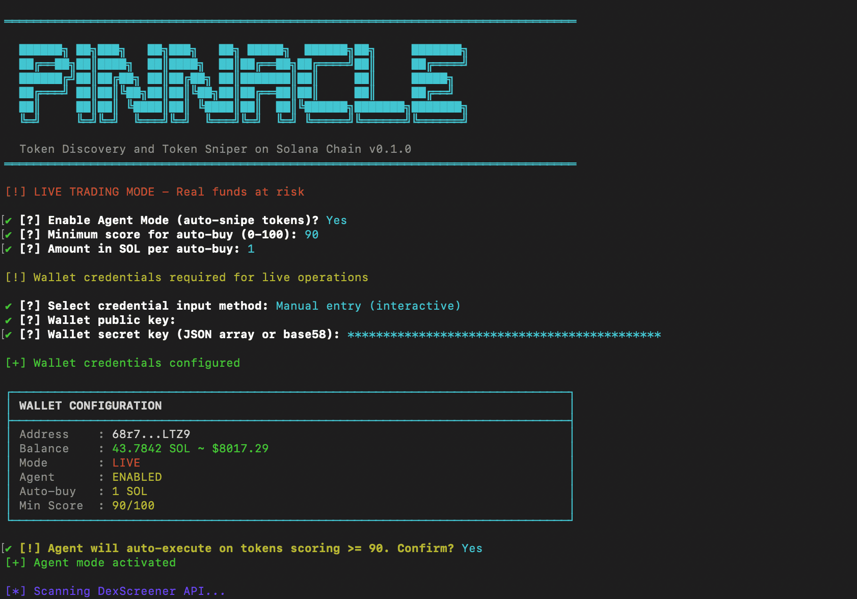 Pinnacle Sniper Bot Interface